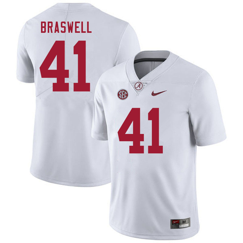 Alabama Crimson Tide Men's Chris Braswell #41 White NCAA Nike Authentic Stitched 2020 College Football Jersey RL16K33IF